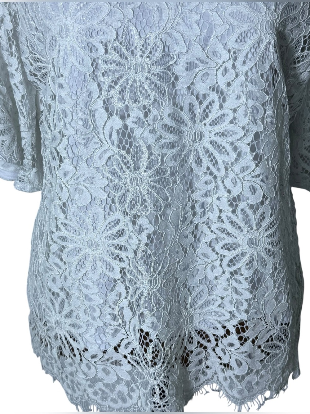 Nanette Lepore White Lace Bell Sleeve Blouse Romantic Boho Crochet Top S - Picture 6 of 10